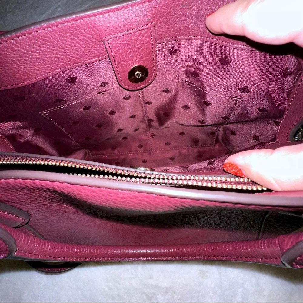 Kate Spade ♠️ JACKSON MEDIUM TRIPLE COMPARTMENT SATCHEL & MATCHING WALLET berry - Picture 12 of 15